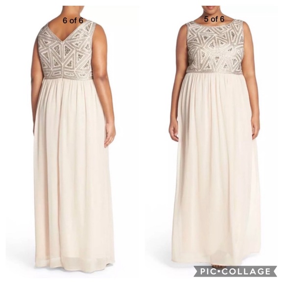 Adrianna-Papell top beaded V-Back sleeveless long gown - Picture 2 of 9